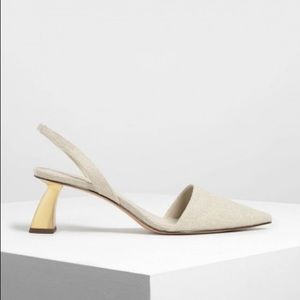 Charles & Keith Linen Structural Heel Slingbacks